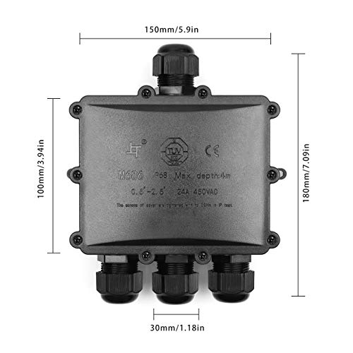 HAUSPROFI Abzweigdose, Verbindungsdose, Junction Box, IP68 Wasserdichte Verteilerdose,Ø 4mm-14mm, 4 Wege,ABS + PVC – Bild 4