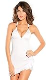 Smile YKK Sexy Lingerie Romantic Ruffle Hem Micro Mini Dress White