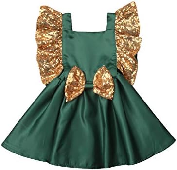 OKPEACE Baby Girls Kid Sequin Backless Party Dress with Bowknot for Wedding Birthday Party