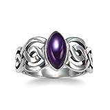 925 Sterling Silver Genuine Amethyst Stone Celtic Double Infinity Knot Ring