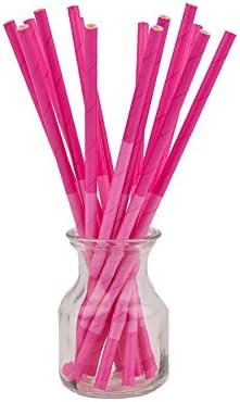 Simply Baked Paper Straw, Pink Tonal, 8" Long, Pack of 25, Colorful & Disposable