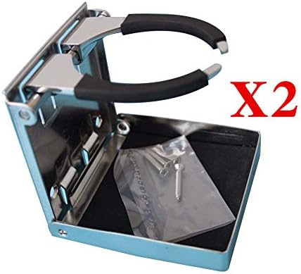 Wosonku set of 2 Stainless Folding Cup Drink Holder for Marine Boat Yacht Truck RV