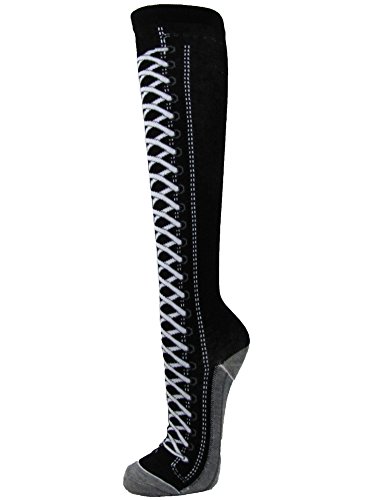 Couver Premium Quality Cotton Knee High Referee Socks 6 Assorted Pack (Youth Small, Lace-Up Boots)