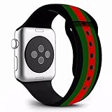 Chumei Sporty Band Compatible with Apple Watch, Soft Silicone Replacement Wristband Strap Band for iWatch Series 1 Series 2 Series 3 Series 4 (42MM/44MM M/L Black/Green/Red)