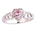 Psiroy 925 Sterling Silver Plated Heart Shaped Simulated Pink Topaz Halo Engagement Ring for Women Size 8