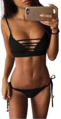 ZhengYue Womens Bikini Set Swimwear Low Waisted Cut Out Swimsuit Two Piece Padded Halter Beach Bathing Suits Swimming Costume