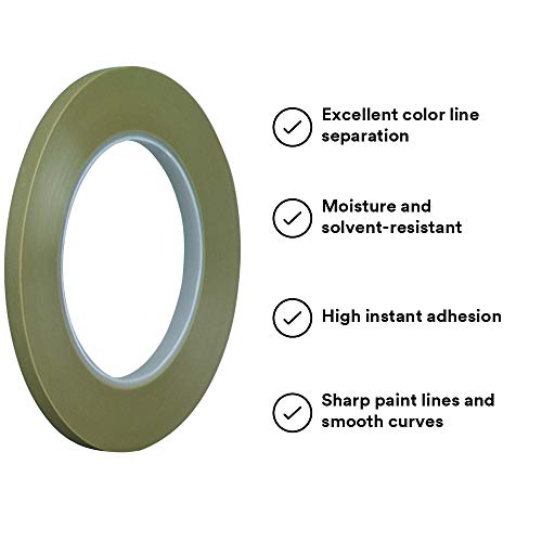 Scotch 218 Fine Line Premium Masking Tape, Green, 1/8 in x 60 yd x 4.7 mil - High Performance Thin Polypropylene Tape, 1 Pack