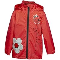 Rainbow Daze Girls Rain Coat Jacket,Lady Bug Flower,Waterproof Rain Coat with Hood (4/5, Red Lady Bug)