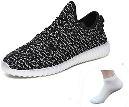 Women Men Lace Up Lightweight USB Charging LED Sneakers Light up Shoes (11 B(M) US Women / 10 D(M)) US Men, Black)