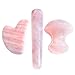 Top Plaza Gua Sha Facial Scraping Massage Tool Hand Made Natural Rose Quartz Guasha Board SPA Acupuncture Therapy Massage Stones-Set of 3