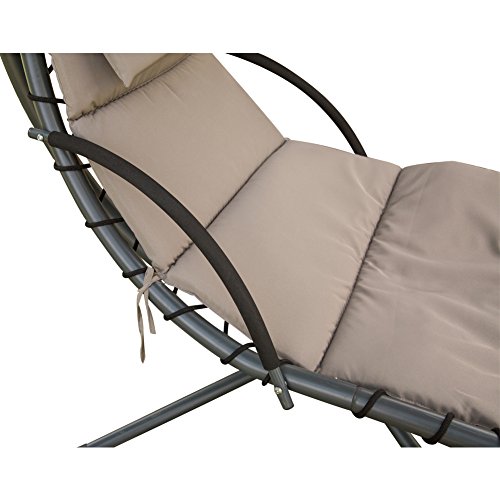 PatioPost Outdoor Hanging Chaise Lounger Chair Swing Hammock Arc Stand Air Porch Canopy, Brown