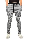 HEMOON Mens Jogging Pants Tracksuit Bottoms Training Running Trousers Grey XL