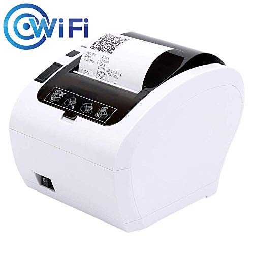 WiFi POS Receipt Printer, MUNBYN White 80mm Direct Thermal Printer with USB Serial Ethernet,Support Android iOS Windows PC 300mm/sec Wireless Printing ESC/POS