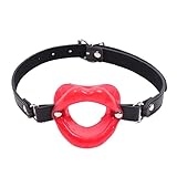 Open Mouth Gag O-Ring Leather Wrapped Adjustable Gags for Women & A d u l t Couples Game, Practical Joke Toys, Red