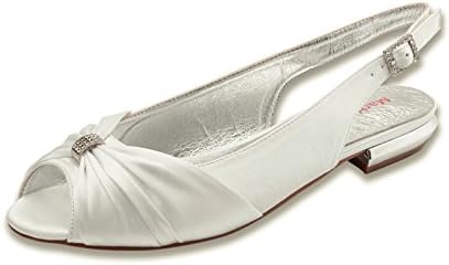 MarHermoso Womens Peep Toe Flat Slingbacks Wedding Sandals