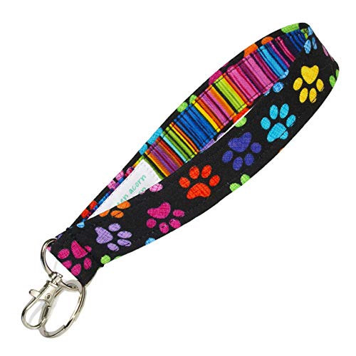 Colorful Paw Prints Key Fob - Colorful Key Chain - Dog Lover Gift - 6" Loop - Wallet or Purse Strap - Thumbnail 4