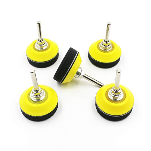 2 Inch (50mm) Hook and Loop Sanding Pad for Sanding Discs with 1/4 Inches Shank Drill Attachment and Soft Foam Layer Buffering Pad, 5 Pack