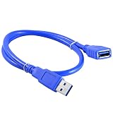 JacobsParts USB 3.0 A-Male to A-Female Extension Cable, 1.5 Feet / 50CM, Blue