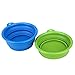 Itery Dog Travel Bowl Pet Folding Bowl Silicone Collapsible Food & Water Bowl (Blue + Green)
