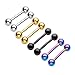Jovivi 8pc 14G Mix-Color Stainless Steel 6MM Ball Straight Barbell Tongue Rings Bars Piercing 5/8