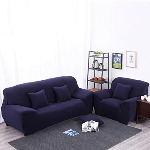 1 PC 3 Seater High Elasticity Anti-mite Chair Covers Sofa Cover Slipcover Couch (Sapphire Blue)