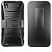 ZTE Quartz Z797C Case, ATUS® ZTE Quartz Z797C Armor Series - Heavy Duty Dual Layer Holster Case Kick Stand with Locking Belt Swivel Clip (Free E-Time Brand LCD Screen Protector) (BLACK/BLACK)