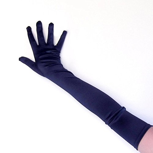 SACASUSA (TM) 23" Long Party Bridal Dance Gloves A Grade Quality in Navy - Thumbnail 2