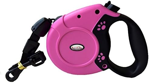 Reelok Pink Automatic Retractable Cord Leash 26 feet 88 Pounds Durable Heavy Duty Super Strength Dog Pet Cord Leash ABS Material and Nylon Safe Walk