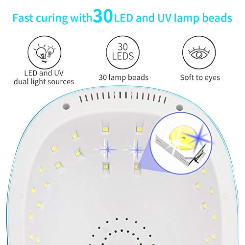 Nail Lamp,UV LED Nail Dryer 54W Gel Nail Polish Light with 4 Timers Professional Nail Art Tools Accessories,Senor For Gel Nails and Toe Nail Curing, White