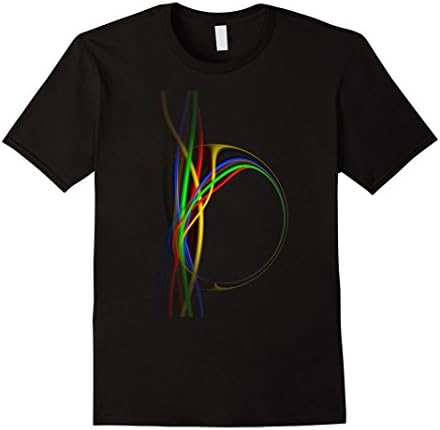 Mens Psychedelic Cool Fractal Neon Glow Abstract T-Shirt Large Black