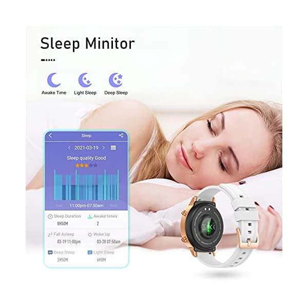 Nemheng Smart Watch for Women, Full Touch Fitness Tracker with Heart Rate Monitor, Sleep Monitor,Female Health Tracking…