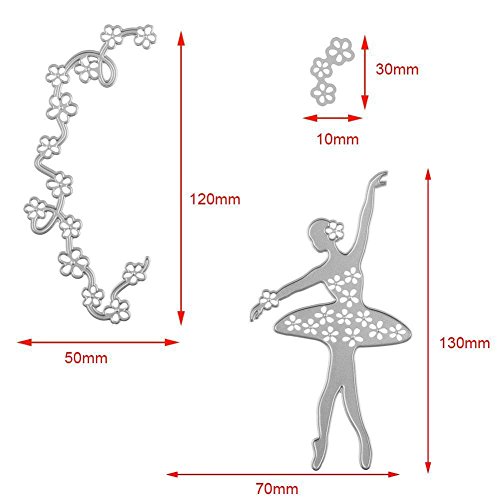 Yiwa Ballet Dancer Metal Cutting Dies Dancing Die Cuts Stencils for Scrapbooking Decor Crafts DIY Embossing Tools 3PCS