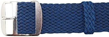 Sweat-free Perlon watch band strap with adjustable buckle for men and women | Apple watch compatible (Blue, 18 mm)