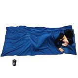 Browint Silk/Cotton Travel Sheet with Double Zippers, 87″x43″ Extra Wide Sleep Sack for Hotels, Lightweight Sleeping Bag Liner for Camping, Traveler Rectangular with Pillow Pocket