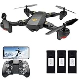 Teeggi FPV RC Drone with Camera Live Video, VISUO XS809HW WiFi Quadcopter with 720P HD 2MP 120° Wide-Angle Camera for Kids & Beginners, Altitude Hold, Headless Mode, One Key Return, APP Control Toys