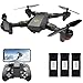Teeggi FPV RC Drone with Camera Live Video, VISUO XS809HW WiFi Quadcopter with 720P HD 2MP 120° Wide-Angle Camera for Kids & Beginners, Altitude Hold, Headless Mode, One Key Return, APP Control Toys