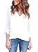 Sidefeel Women Casual Loose Fit V Neck Chiffon Blouse Shirt Medium White