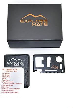 Explore Mate 11 in 1 Survival Card with a Beer Opener - Black with Gift Box