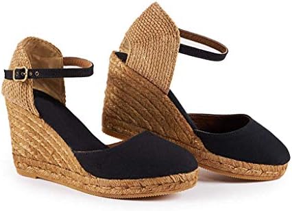 Nailyhome Womens Espadrille Platform Sandals Closed Toe Buckled Ankle Strap Wedge Sandals