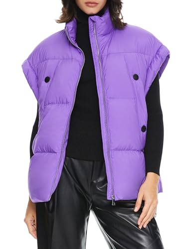 Orolay Women's Puffer Down Vest Oversized Warm Sleeveless Jacket Fashion Quilted Outerwear Gilet with Stand Collar