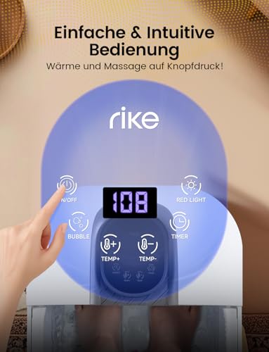 RIKE Foldable Foot Bath with PTC Quick Heating & Massage, Foldable Foot Massager with Precise LCD Temperature Control & Red Light, Wellness Gift for Seniors & Home Office
