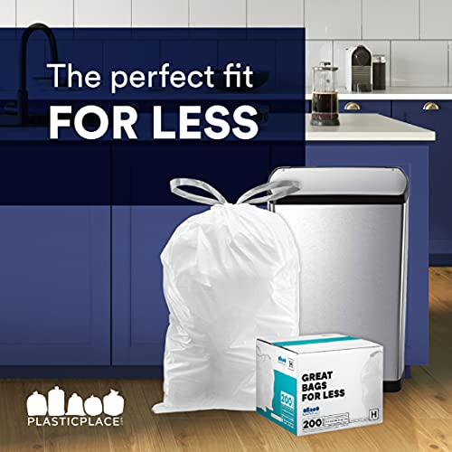 Plasticplace simplehuman (x) Code Y Compatible White Drawstring Trash Bag Liners 30.4 Gallon/115