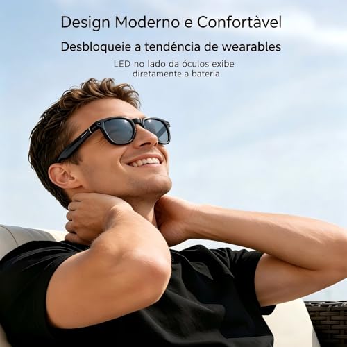 YARUIKE Óculos Inteligentes X01, equipado com câmera de 8MP, tradução em tempo real, Bluetooth 5.3, gravação em 1200P, estabilização de 6 eixos, reprodução de música e função de chamadas (Branco)