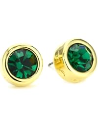 Gold Tone Crystal Signature Stud Earrings