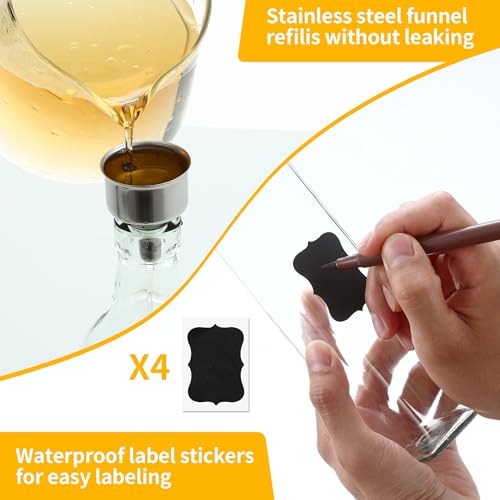 HAOYULUO Set of 2 Oil Bottles, 500 ml Olive Oil Spout, Oil Dispenser with Funnel, Suitable for Kitchen, BBQ and Other Outdoor Picnic Activities