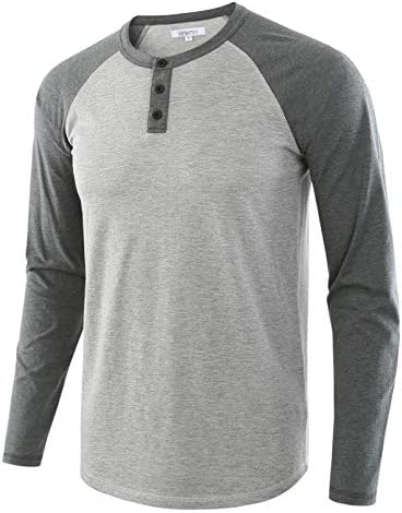 VeteminMen's Casual Classic Vintage Short/Long Sleeve Raglan Henley Shirts Baseball Active T-Shirt