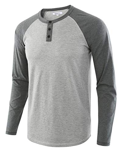 VeteminMen's Casual Classic Vintage Short/Long Sleeve Raglan Henley Shirts Baseball Active T-Shirt