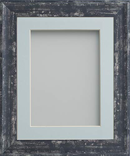 Frame Company Lynton Coal Photo Frame with Light Blue Mount, 16x12 for 12x10 inch, fitted with perspex — image 1