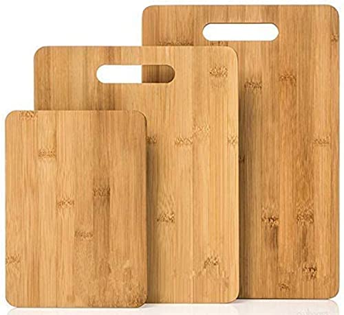 Brookline Wood Cutting Board Set - Extra Thick 3 Charcuterie Boards - Made from Organic Bamboo - Used for Cooking, Meat, Cheese and Vegetable Chopping Pack of 3