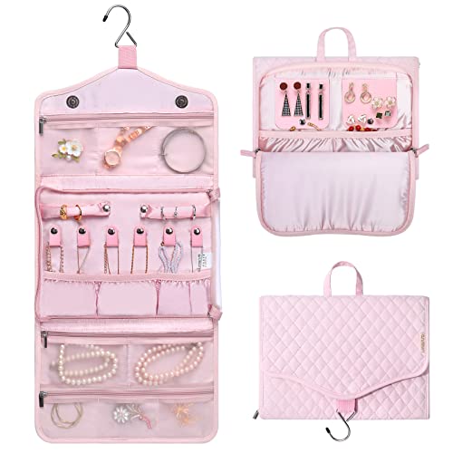 MOSISO Hanging Travel Jewelry Organizer Case, Foldable Portable Jewelry